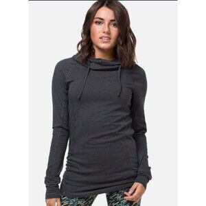 Cariloha Bamboo Cowl Neck Hoodie Womens L Grey Pullover *Missing Drawstring*